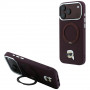 Karl Lagerfeld with Ring Stand 360 Karl Head Pin MagSafe kate Apple iPhone 18 Pro Max / 17 Pro Max jaoks, burgundy