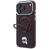 Karl Lagerfeld with Ring Stand 360 Karl Head Pin MagSafe kate Apple iPhone 18 Pro Max / 17 Pro Max jaoks, burgundy