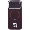 Karl Lagerfeld with Ring Stand 360 Karl Head Pin MagSafe kate Apple iPhone 18 Pro Max / 17 Pro Max jaoks, burgundy