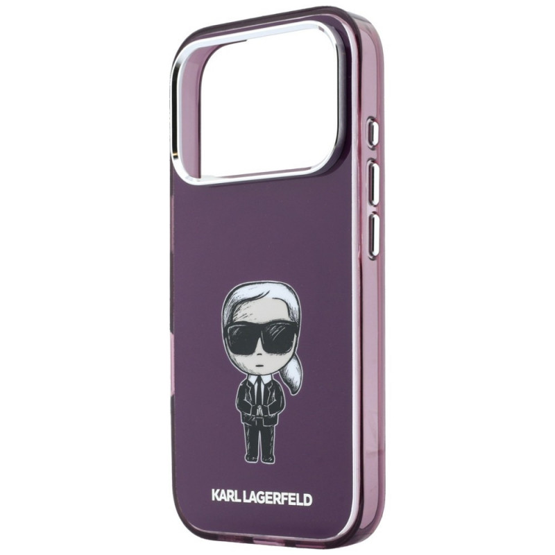 Karl Lagerfeld IML Ikonik Sketch Print MagSafe kate Apple iPhone 18 Pro / 17 Pro jaoks, burgundy