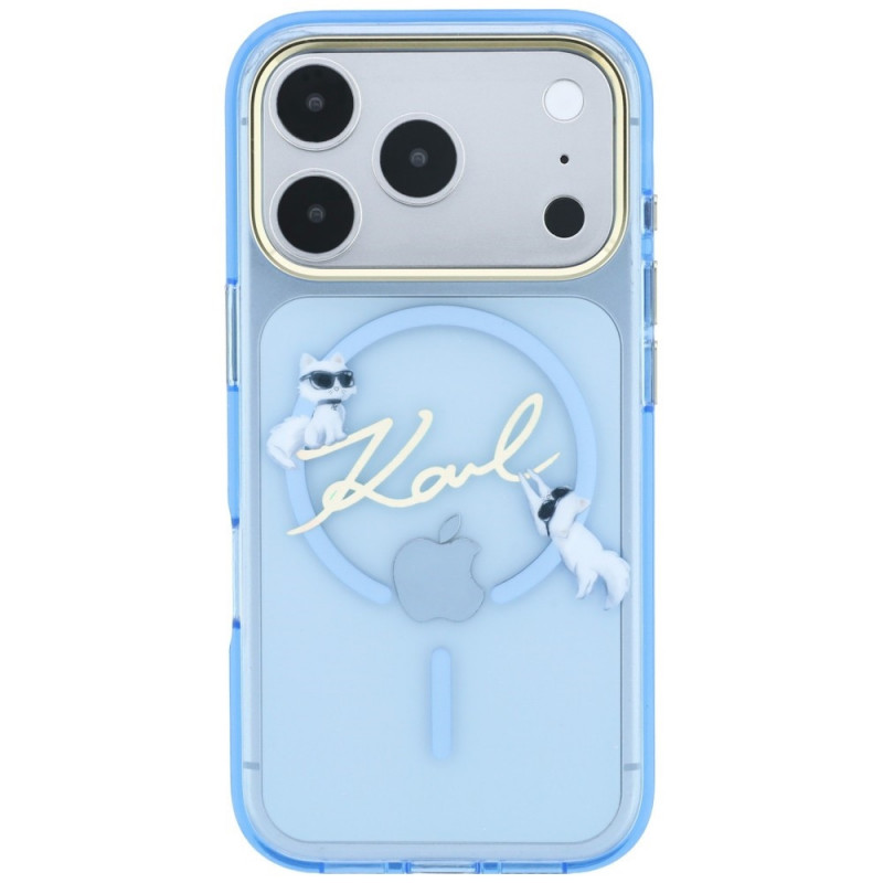Karl Lagerfeld Script Logo MagSafe kaitsekott Apple iPhone 18 Pro / 17 Pro jaoks, helesinine