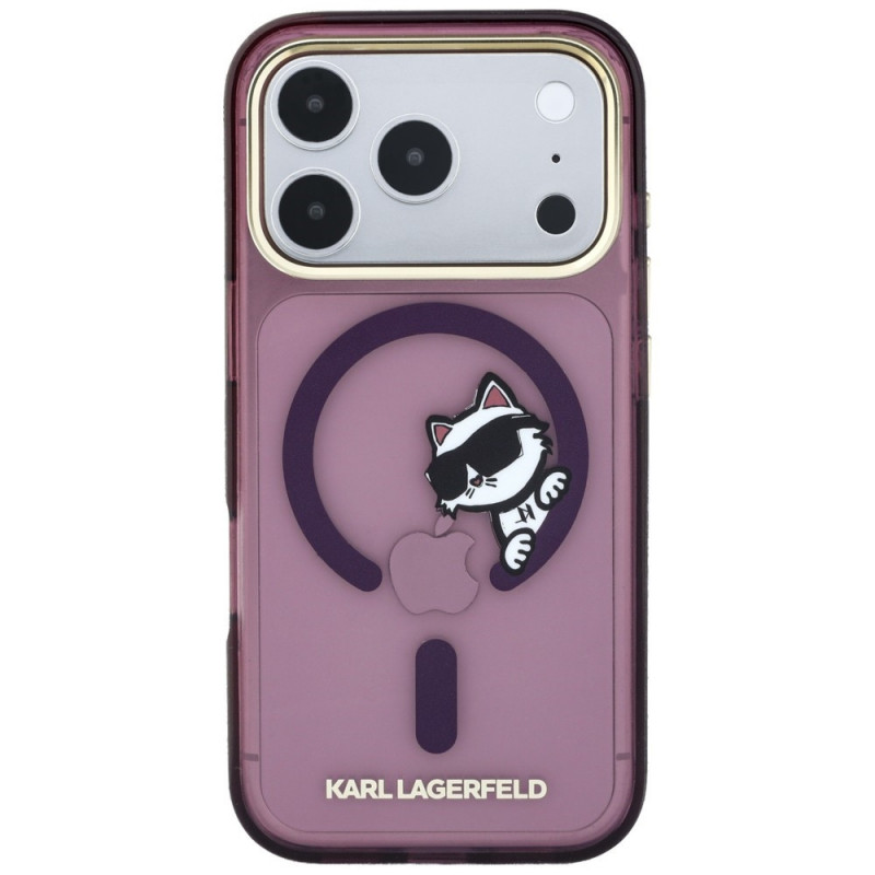 Karl Lagerfeld Peekaboo Logo MagSafe kate Apple iPhone 18 Pro / 17 Pro jaoks, burgundy