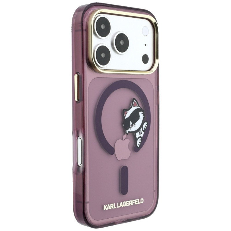 Karl Lagerfeld Peekaboo Logo MagSafe kate Apple iPhone 18 Pro / 17 Pro jaoks, burgundy