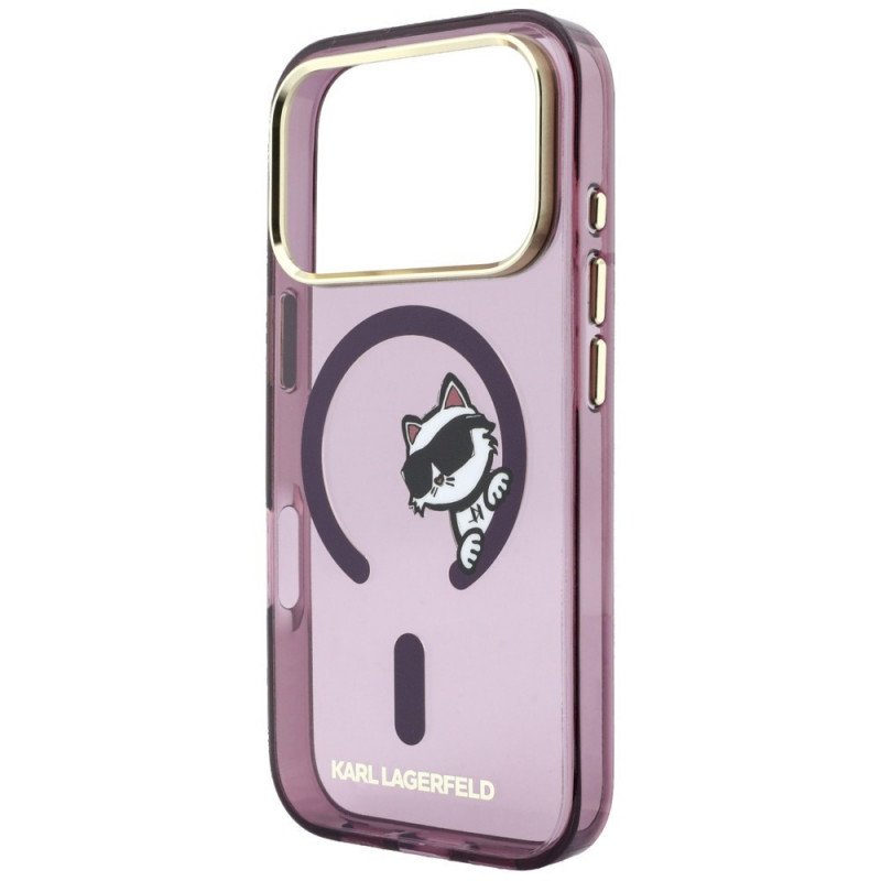 Karl Lagerfeld Peekaboo Logo MagSafe kate Apple iPhone 18 Pro / 17 Pro jaoks, burgundy