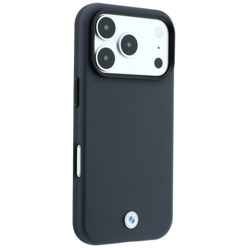 BMW Kevlar Metal Logo MagSafe kaitsekott Apple iPhone 18 Pro / 17 Pro jaoks, antratsiithall