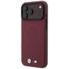 BMW M Carbon Printed Ring MagSafe kaitsekott Apple iPhone 18 Pro / 17 Pro jaoks, burgundy