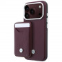 BMW Quilted Pattern Metal Logo ümbris ja rahakott komplekt Apple iPhone 18 Pro / 17 Pro jaoks, burgundy