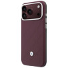 BMW Quilted Pattern Metal Logo ümbris ja rahakott komplekt Apple iPhone 18 Pro / 17 Pro jaoks, burgundy