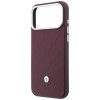BMW Quilted Pattern Metal Logo ümbris ja rahakott komplekt Apple iPhone 18 Pro / 17 Pro jaoks, burgundy