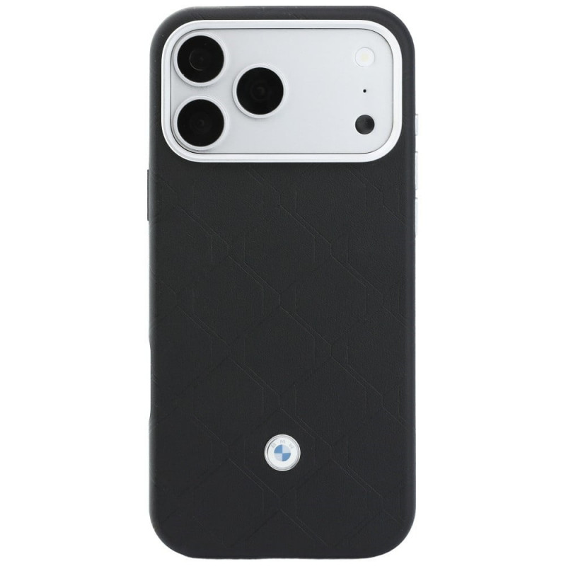 BMW Quilted Pattern Metal Logo ümbris ja rahakotikomplekt Apple iPhone 18 Pro Max / 17 Pro Max jaoks, must