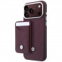 BMW Quilted Pattern Metal Logo ümbris ja rahakoti komplekt Apple iPhone 18 Pro Max / 17 Pro Max jaoks, burgundy