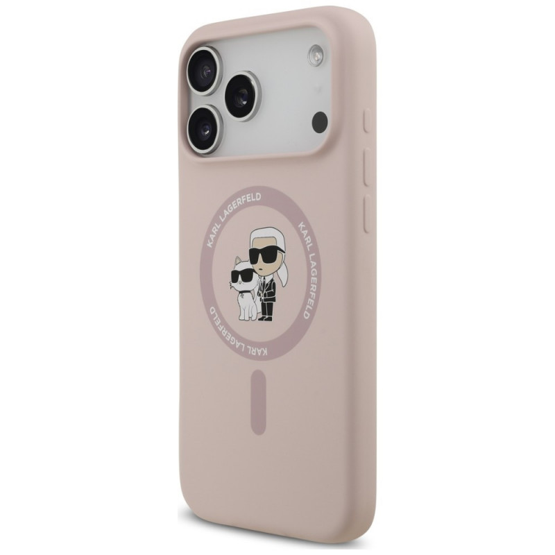 Karl Lagerfeld silikoonist Karl&Choupette Ring MagSafe kate Apple iPhone 18 Pro Max / 17 Pro Max jaoks, roosa
