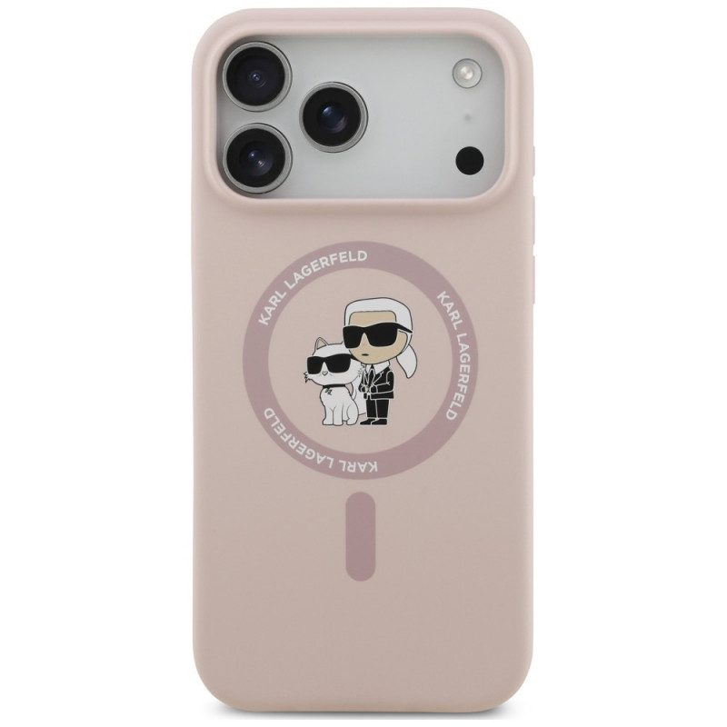 Karl Lagerfeld silikoonist Karl&Choupette Ring MagSafe kate Apple iPhone 18 Pro Max / 17 Pro Max jaoks, roosa