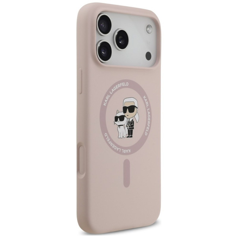 Karl Lagerfeld silikoonist Karl&Choupette Ring MagSafe kate Apple iPhone 18 Pro Max / 17 Pro Max jaoks, roosa