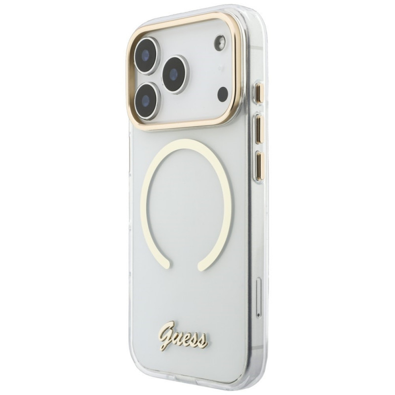 Guess IML Script Metal MagSafe kate Apple iPhone 18 Pro / 17 Pro jaoks, läbipaistev