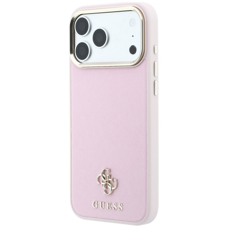 Guess Saffiano Small 4G & Classic Logo MagSafe kott Apple iPhone 18 Pro / 17 Pro jaoks, roosa