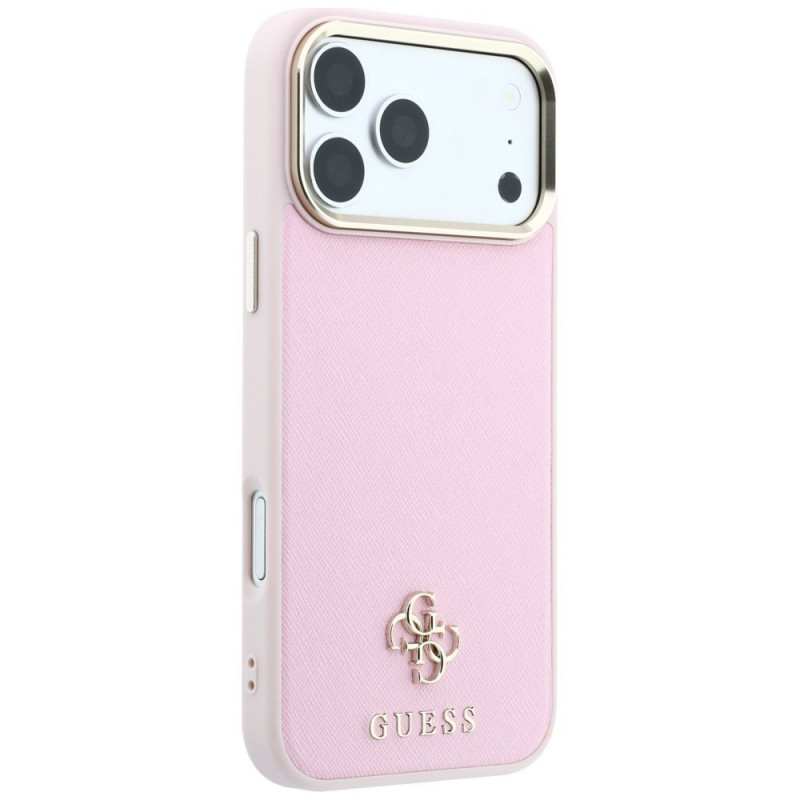 Guess Saffiano Small 4G & Classic Logo MagSafe kott Apple iPhone 18 Pro / 17 Pro jaoks, roosa