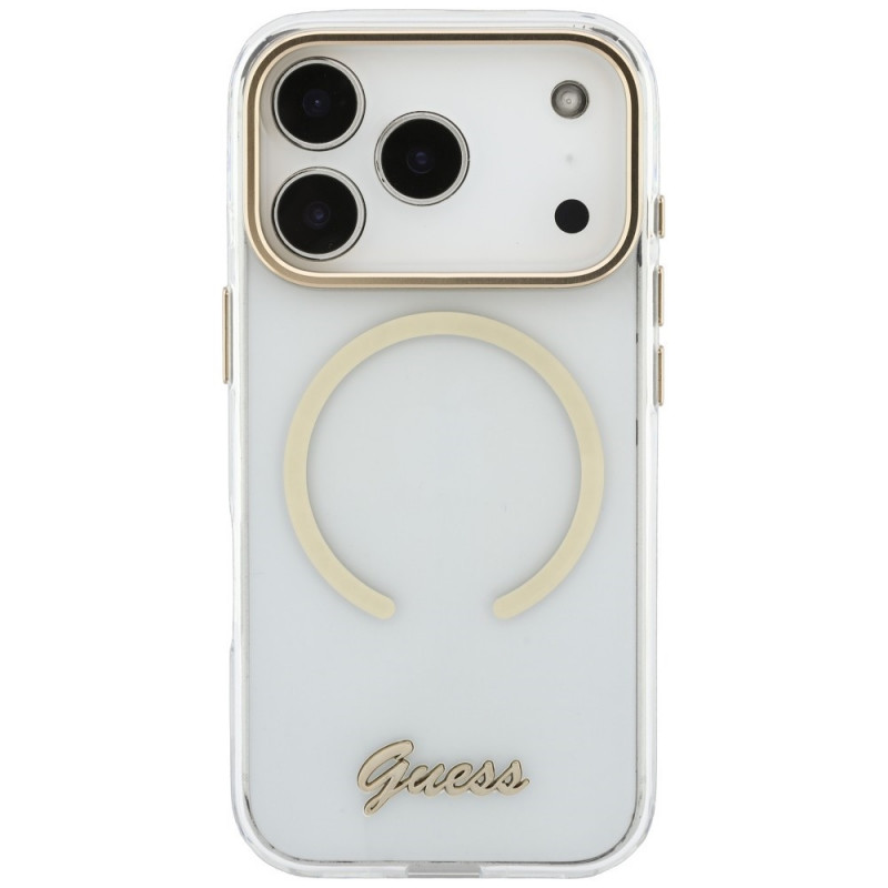 Guess IML Script Metal MagSafe kate Apple iPhone 18 Pro Max / 17 Pro Max, läbipaistev