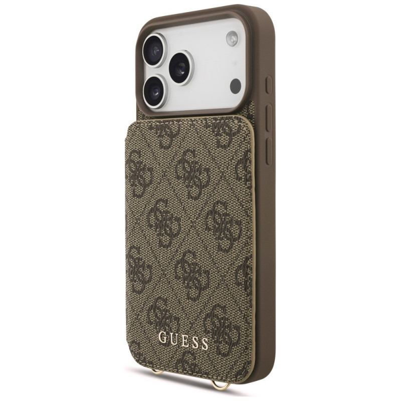 Guess 4G Cardslots & Magnetic Closure Crossbody kott-kate Apple iPhone 18 Pro / 17 Pro jaoks, pruun