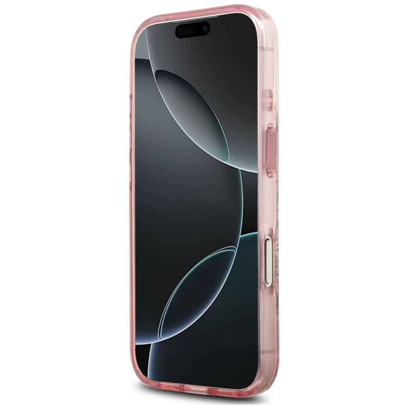 Guess IML Flower & Tonal Circle MagSafe ümbris Apple iPhone 18 Pro / 17 Pro jaoks, roosa
