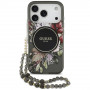 Guess IML Flowers Pearl Strap MagSafe ümbris Apple iPhone 18 Pro / 17 Pro jaoks, must