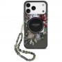 Guess IML Flowers Pearl Strap MagSafe ümbris Apple iPhone 18 Pro Max / 17 Pro Max, must