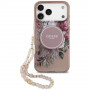 Guess IML Flowers Pearl Strap MagSafe kott Apple iPhone 18 Pro / 17 Pro jaoks, roosa