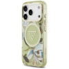 Guess IML Glitter Flowers Triangle MagSafe ümbris Apple iPhone 18 Pro Max / 17 Pro Max jaoks, roheline
