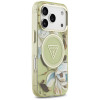 Guess IML Glitter Flowers Triangle MagSafe ümbris Apple iPhone 18 Pro Max / 17 Pro Max jaoks, roheline