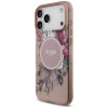 Guess IML Flowers Pearl Strap MagSafe kott Apple iPhone 18 Pro Max / 17 Pro Max jaoks, roosa