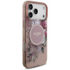 Guess IML Flowers Pearl Strap MagSafe kott Apple iPhone 18 Pro Max / 17 Pro Max jaoks, roosa