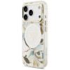 Guess IML Glitter Flowers Triangle MagSafe kaitsekate Apple iPhone 18 Pro Max / 17 Pro Max, valge