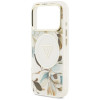 Guess IML Glitter Flowers Triangle MagSafe kaitsekate Apple iPhone 18 Pro Max / 17 Pro Max, valge