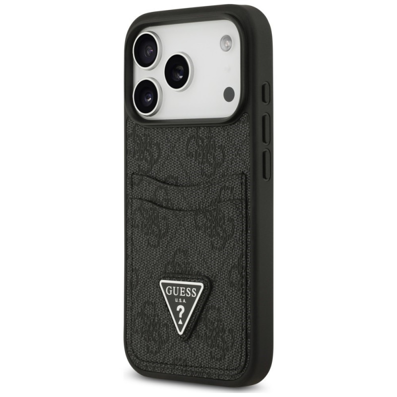 Guess 4G Double Card Triangle kaitsekott Apple iPhone 18 Pro / 17 Pro mudelile, must