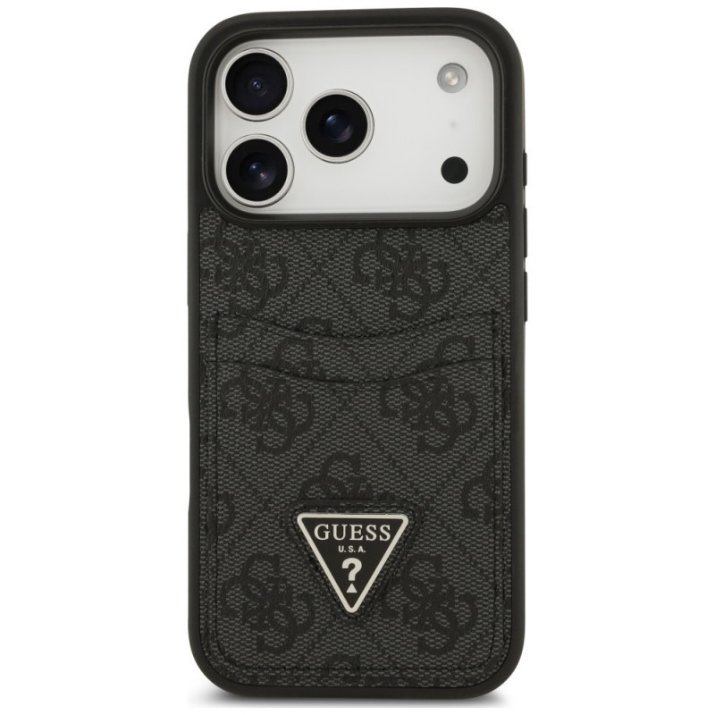 Guess 4G Double Card Triangle kaitsekott Apple iPhone 18 Pro / 17 Pro mudelile, must