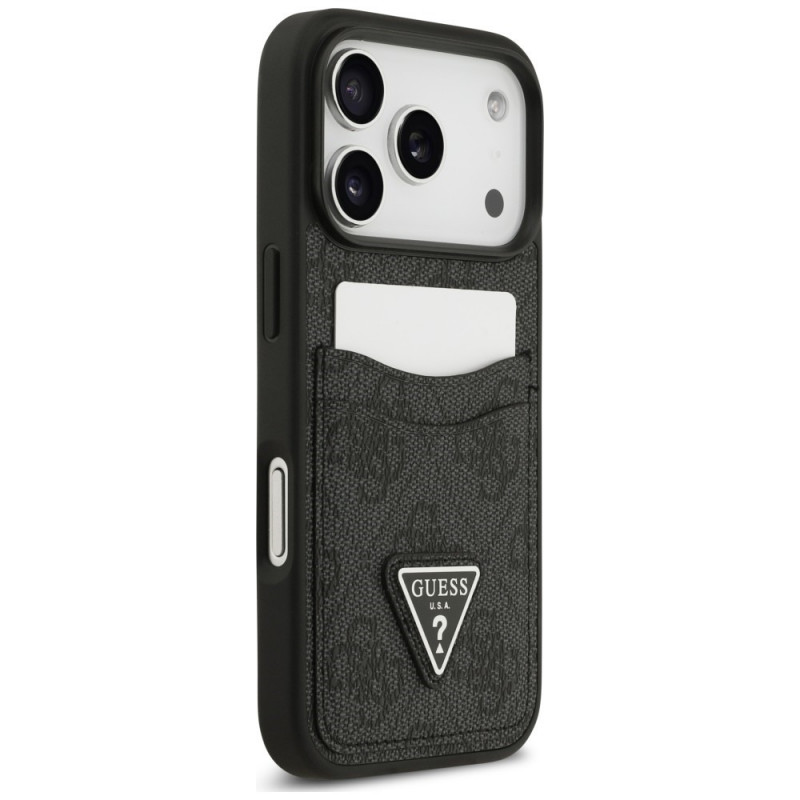 Guess 4G Double Card Triangle kaitsekott Apple iPhone 18 Pro / 17 Pro mudelile, must