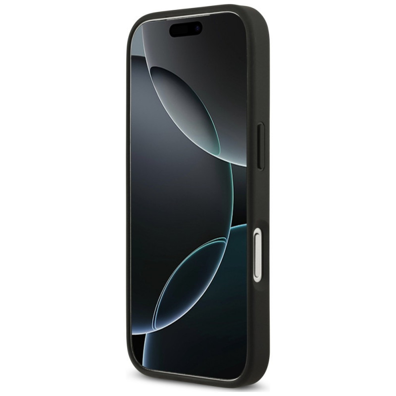 Guess 4G Double Card Triangle kaitsekott Apple iPhone 18 Pro / 17 Pro mudelile, must