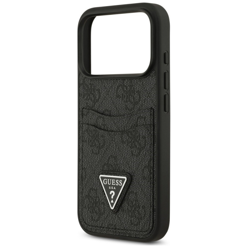 Guess 4G Double Card Triangle kaitsekott Apple iPhone 18 Pro / 17 Pro mudelile, must