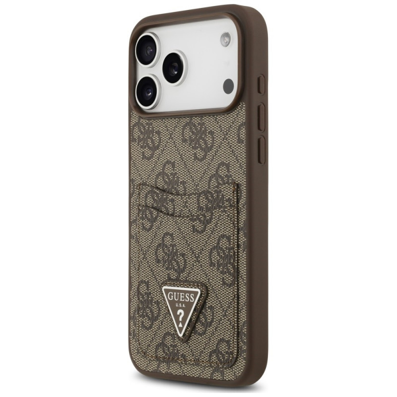 Guess 4G Double Card Triangle kaitsekott Apple iPhone 18 Pro Max / 17 Pro Max, pruun