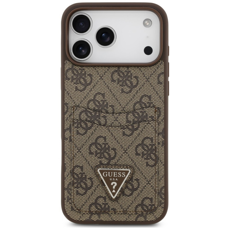 Guess 4G Double Card Triangle kaitsekott Apple iPhone 18 Pro Max / 17 Pro Max, pruun