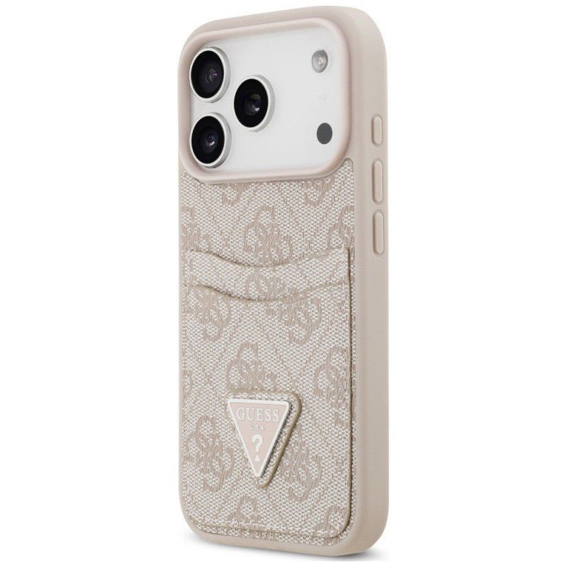 Guess 4G Double Card Triangle kaitsekott Apple iPhone 18 Pro / 17 Pro jaoks, roosa