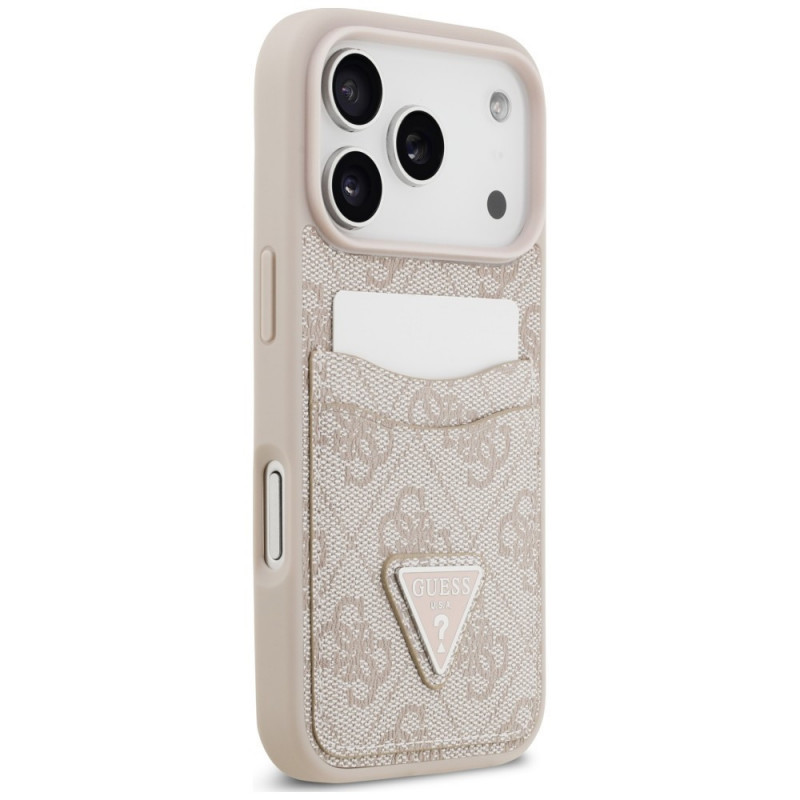 Guess 4G Double Card Triangle kaitsekott Apple iPhone 18 Pro / 17 Pro jaoks, roosa