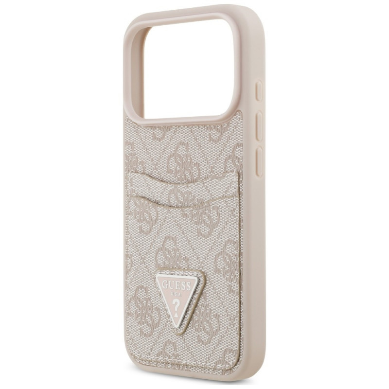 Guess 4G Double Card Triangle kaitsekott Apple iPhone 18 Pro / 17 Pro jaoks, roosa