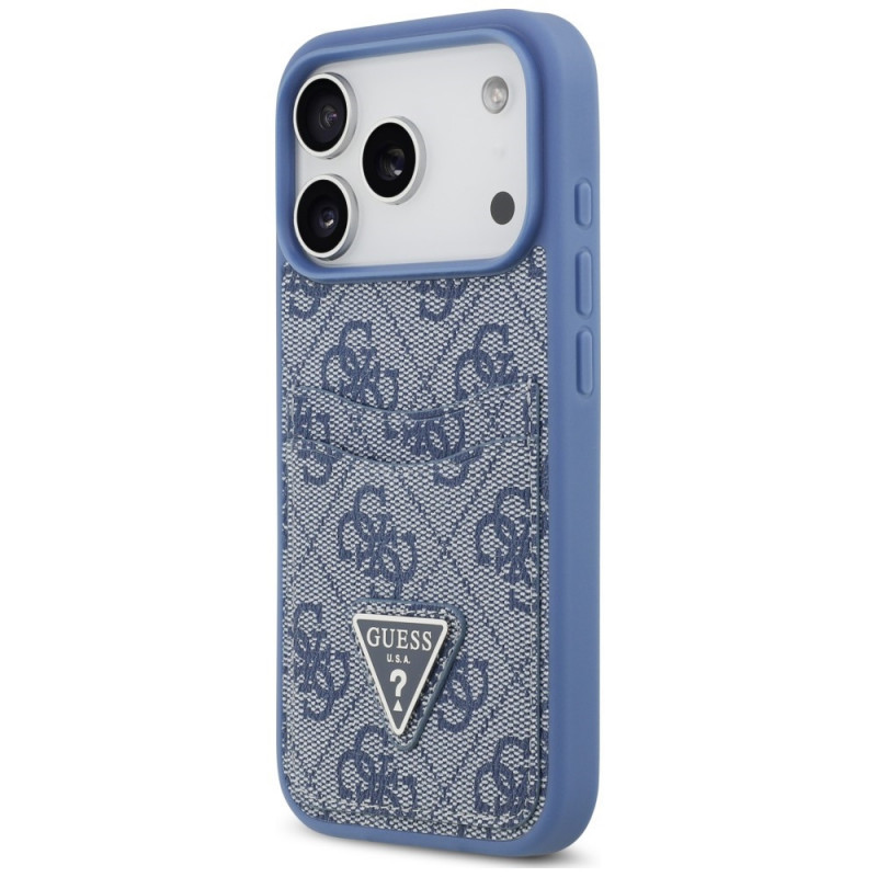 Guess 4G Double Card Triangle kaitsekott Apple iPhone 18 Pro / 17 Pro mudelile, sinine