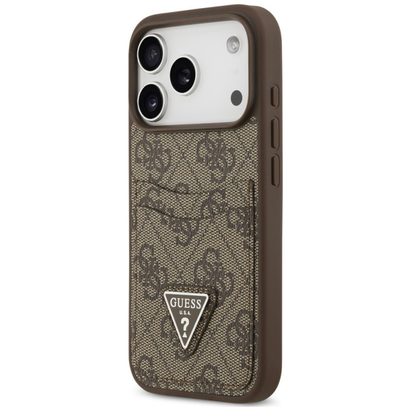 Guess 4G Double Card Triangle kaitsekott Apple iPhone 18 Pro / 17 Pro jaoks, pruun