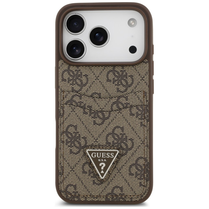 Guess 4G Double Card Triangle kaitsekott Apple iPhone 18 Pro / 17 Pro jaoks, pruun