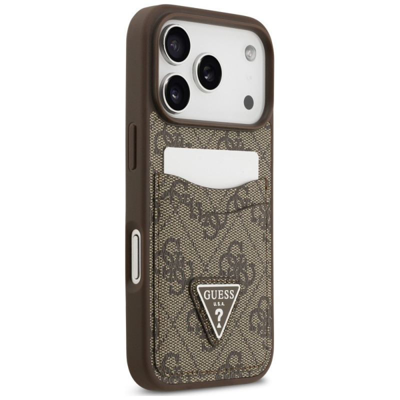 Guess 4G Double Card Triangle kaitsekott Apple iPhone 18 Pro / 17 Pro jaoks, pruun