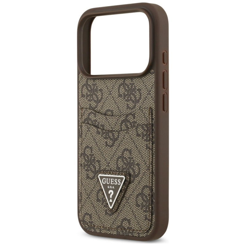 Guess 4G Double Card Triangle kaitsekott Apple iPhone 18 Pro / 17 Pro jaoks, pruun