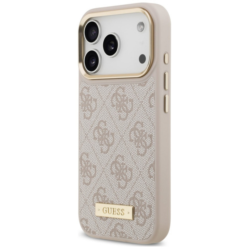 Guess 4G Logo Plate MagSafe kaitsekate Apple iPhone 18 Pro / 17 Pro jaoks, roosa