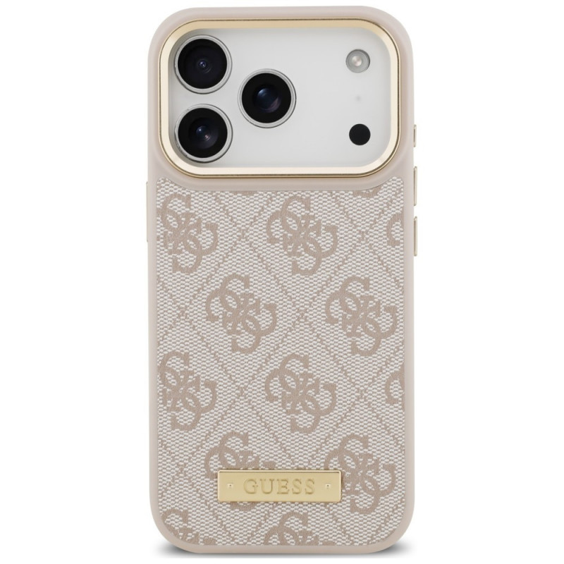 Guess 4G Logo Plate MagSafe kaitsekate Apple iPhone 18 Pro / 17 Pro jaoks, roosa